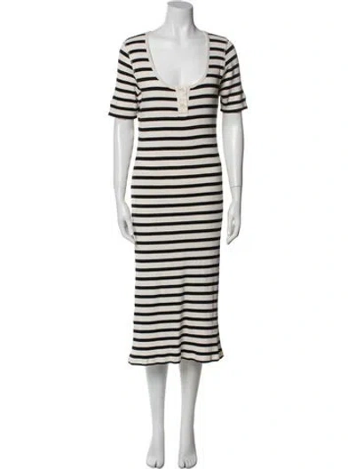 Pre-owned Ganni Striped Midi Length Dress In Gray