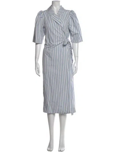 Pre-owned Ganni Striped Midi Length Dress In Multi