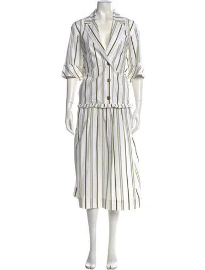 Pre-owned Ganni Striped Midi Length Dress W/ Tags In Multi