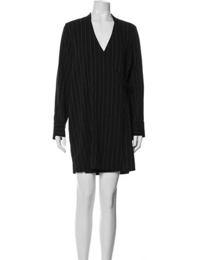 Pre-owned Ganni Striped Mini Dress In Black