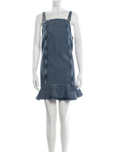 Pre-owned Ganni Striped Mini Dress In Blue