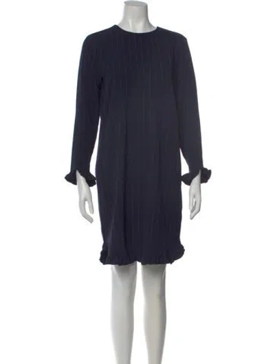 Pre-owned Ganni Striped Mini Dress In Blue