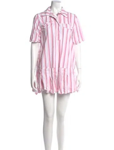 Pre-owned Ganni Striped Mini Dress In Pink