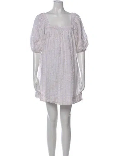 Pre-owned Ganni Striped Mini Dress In Pink