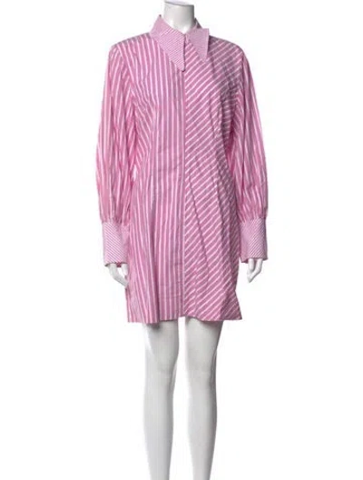 Pre-owned Ganni Striped Mini Dress In Pink
