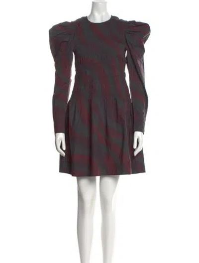 Pre-owned Ganni Striped Mini Dress In Red