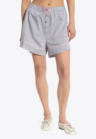 Ganni Striped Mini Shorts
