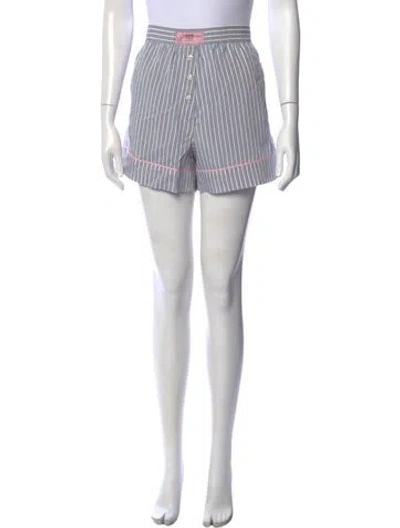 Pre-owned Ganni Striped Mini Shorts In Black