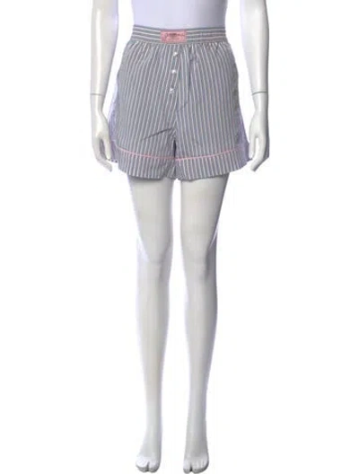 Pre-owned Ganni Striped Mini Shorts In Blue