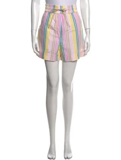 Pre-owned Ganni Striped Mini Shorts In Blue