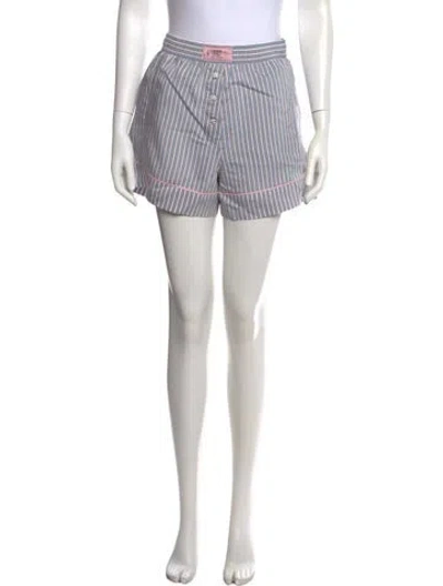 Pre-owned Ganni Striped Mini Shorts In Blue