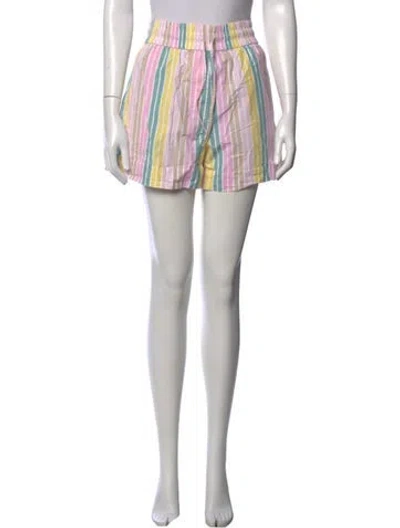 Pre-owned Ganni Striped Mini Shorts In Blue/orange
