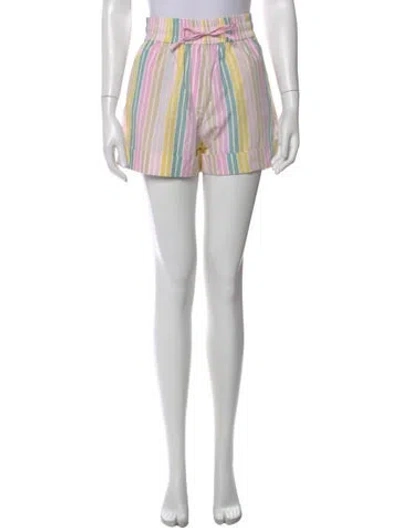 Pre-owned Ganni Striped Mini Shorts In Orange