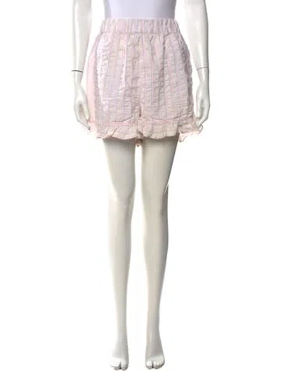 Pre-owned Ganni Striped Mini Shorts In Pink