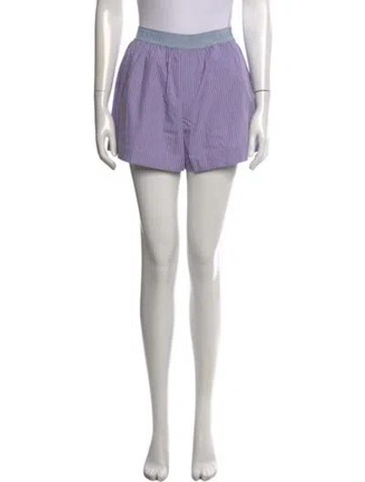 Pre-owned Ganni Striped Mini Shorts In Purple