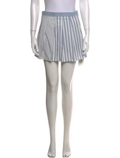 Pre-owned Ganni Striped Mini Shorts W/ Tags In Blue