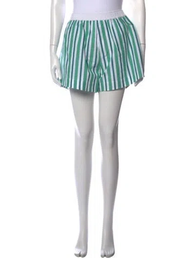 Pre-owned Ganni Striped Mini Shorts W/ Tags In Blue