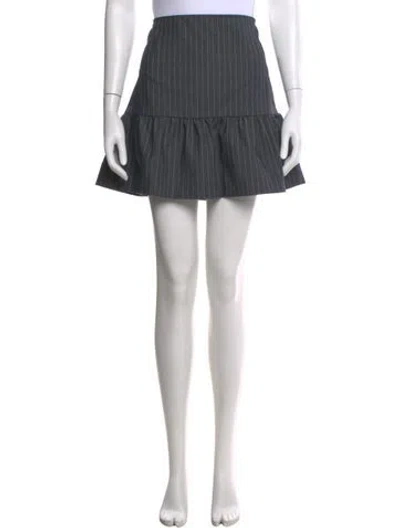 Pre-owned Ganni Striped Mini Skirt In Gray