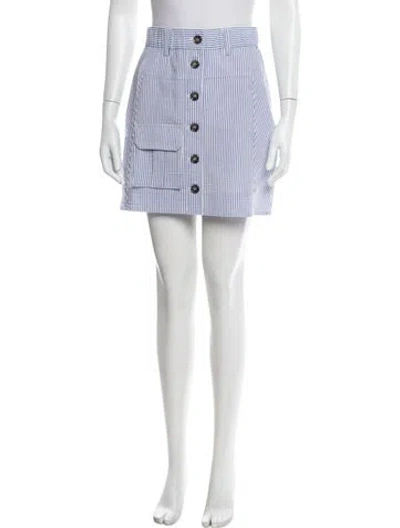 Pre-owned Ganni Striped Mini Skirt W/ Tags In Blue