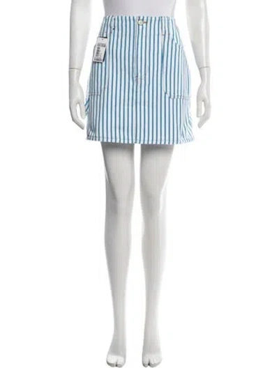 Pre-owned Ganni Striped Mini Skirt W/ Tags In Blue