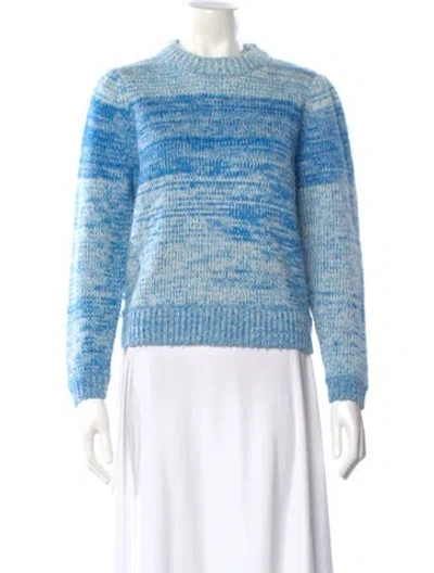 Pre-owned Ganni Striped Mock Neck Sweater In Blue