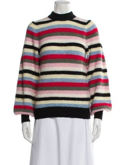 Pre-owned Ganni Striped Mock Neck Sweater In Multi