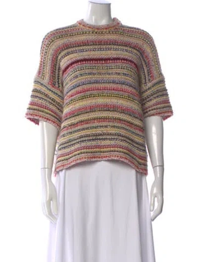 Pre-owned Ganni Striped Mock Neck Sweater In Multi