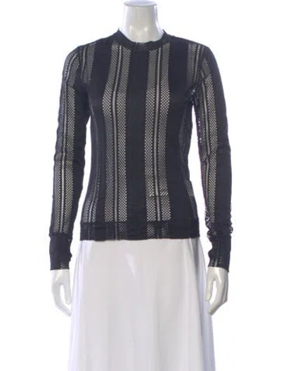 Pre-owned Ganni Striped Mock Neck Top In Blue
