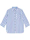 Ganni Blue Cotton Pattern Shirt In 蓝色