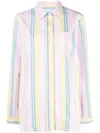 Ganni Striped Cotton Shirt In Pink