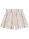 Ganni Striped Cotton Elasticated Shorts In Pink