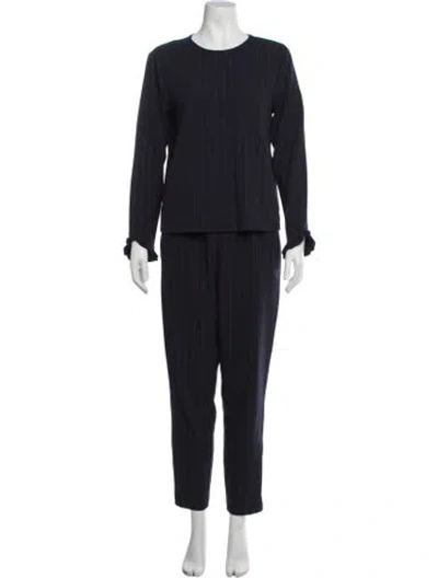 Pre-owned Ganni Striped Pant Set In Blue