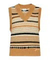 Ganni Striped Soft Alpaca Blend Vest In Nude