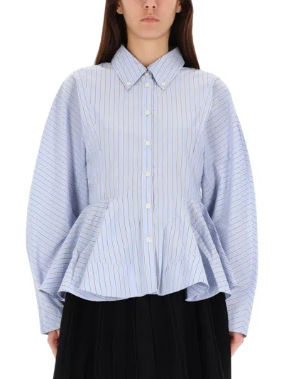 GANNI STRIPED PEPLUM SHIRT