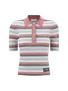 Ganni Womens Multicolour Sparkle-rib Short-sleeve Knitted Polo Shirt