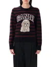 Ganni Multicolor Graphic Wool Mix Poodle Stripe Sweater In Multi
