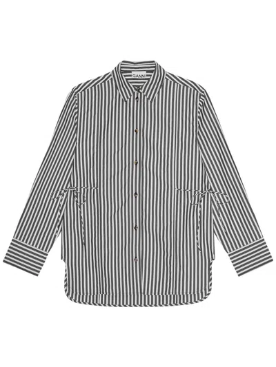 GANNI STRIPED POPLIN SHIRT