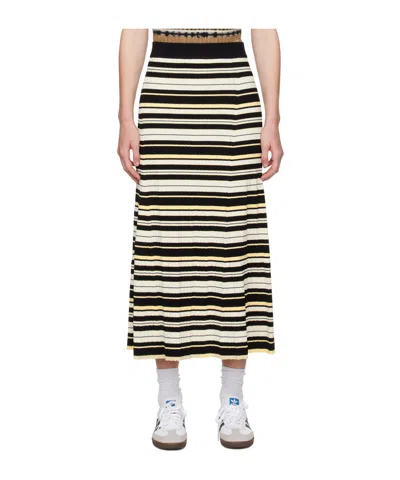 GANNI FUTURE STRIPED RIB LONG SKIRT