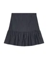 Ganni Striped Ruffled Miniskirt In Gray