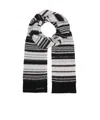 Ganni Striped Soft Wool Scarf In Black