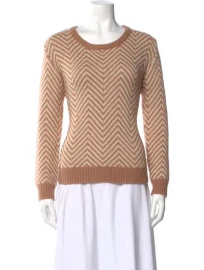 Pre-owned Ganni Striped Scoop Neck Sweater In Neutral