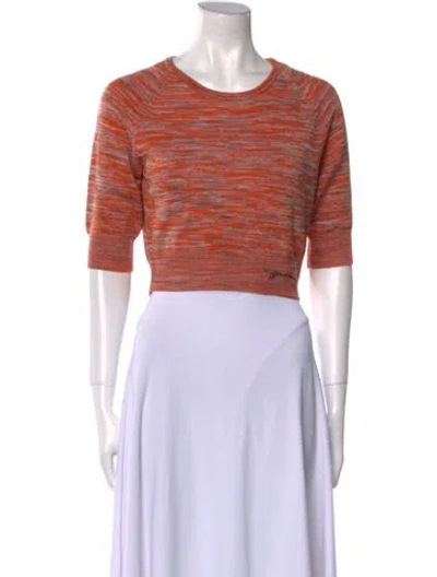 Pre-owned Ganni Striped Scoop Neck Sweater In Orange