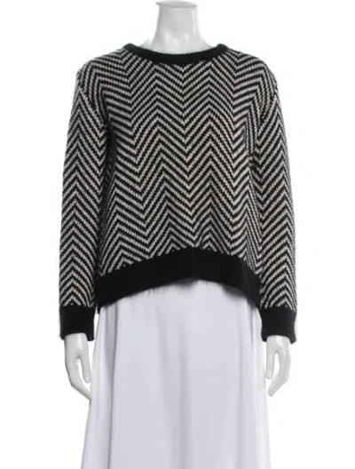 Pre-owned Ganni Striped Scoop Neck Sweater In White