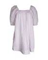 Ganni Striped Seersucker Night Dress In Pink Cotton In Pink