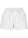 Ganni Striped Seersucker Shorts In Green