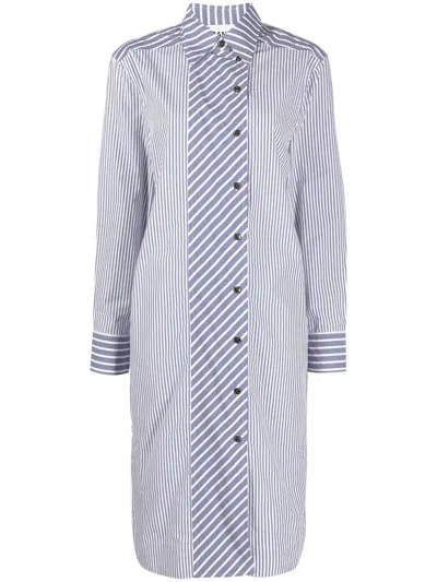 Ganni Striped Shirt Dress In Blau