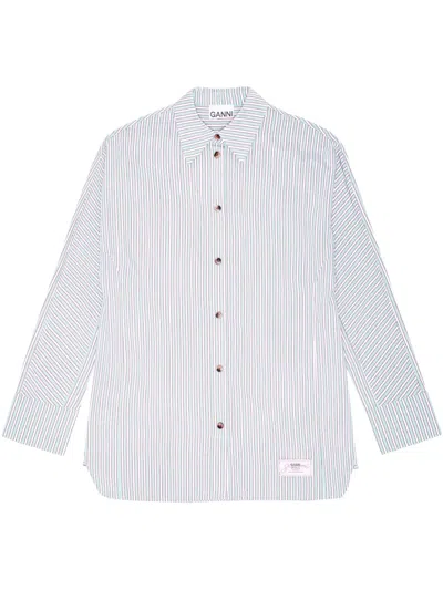 Ganni Striped Shirt In White