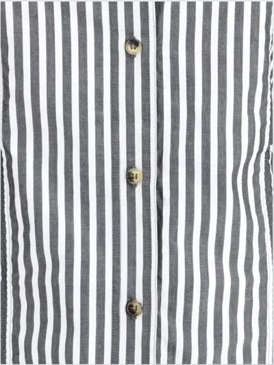 Ganni Striped Shirt With Asymmetrical Hem And Waist Tie