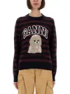 Ganni Graphic Wool Mix Poodle Stripe Sweaters And Cardigans Multicolor In Multi