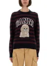 Ganni Graphic Wool Mix Poodle Stripe Sweaters And Cardigans Multicolor